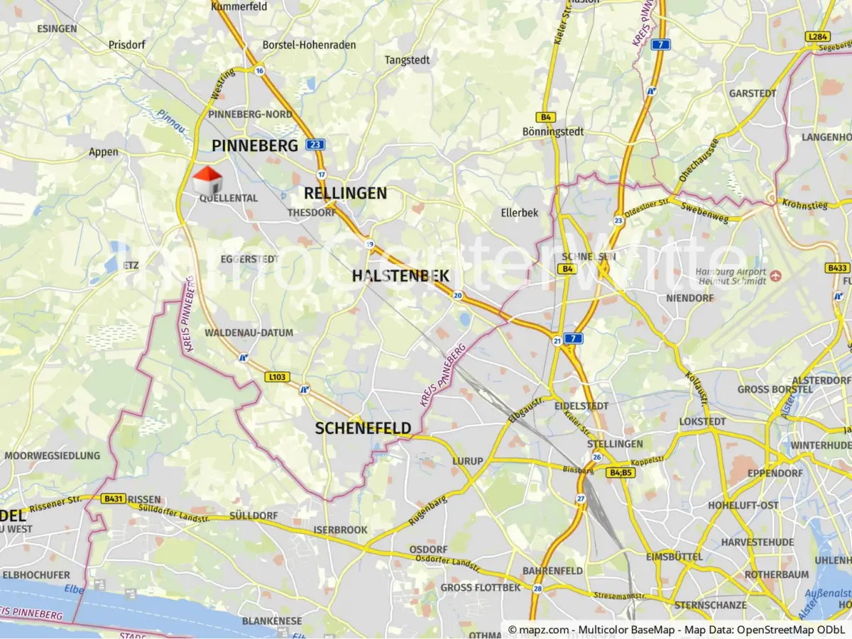 Lage im Umland von Hamburg